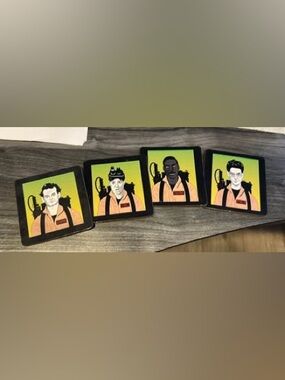 Set of 4 Yellow and Black Ghostbuster Pop Art Coasters